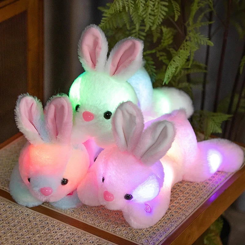 Plush toy Light Up Rabbit Plush Toy Colorful Stuffed Animal Rabbit Doll Kawaii Bunny Peluche Christmas Gift for Kids
