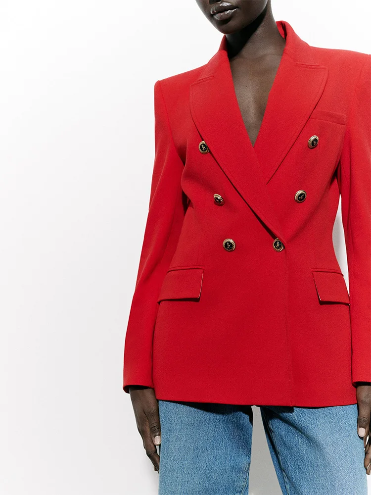 

Blazers Women 2023 Office Lady Elegant Double Breasted Blazer Peak Lapel Long Sleeve Fitted Work Wear Blazer Jacket With Pockets