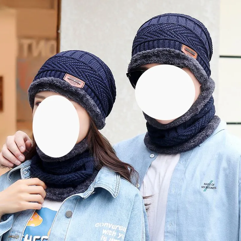 Knitted Hat Knitted Cap Knitted Beanie Cotton Hat Winter Hat Men Women Winter Knitted Woolen Hat Pile Thickened Warmth Cold Cycling Cotton Hat