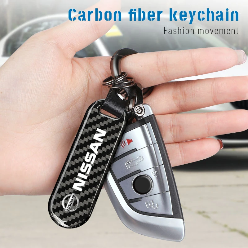 Carbon Fiber Car Keychain Key Ring Car For Nissan Qashqai Juke Altima Patrol Micra Rogue| | - AliExpress