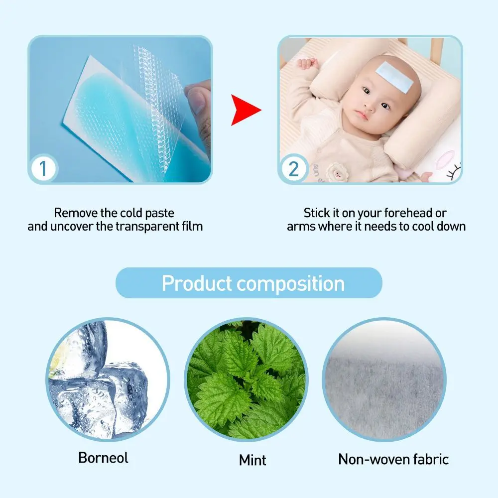 Baby Plaster Ice Gel Lower Temperature Cooling Patches Fever Down Headache Pad Baby Heat Cooling Sheets