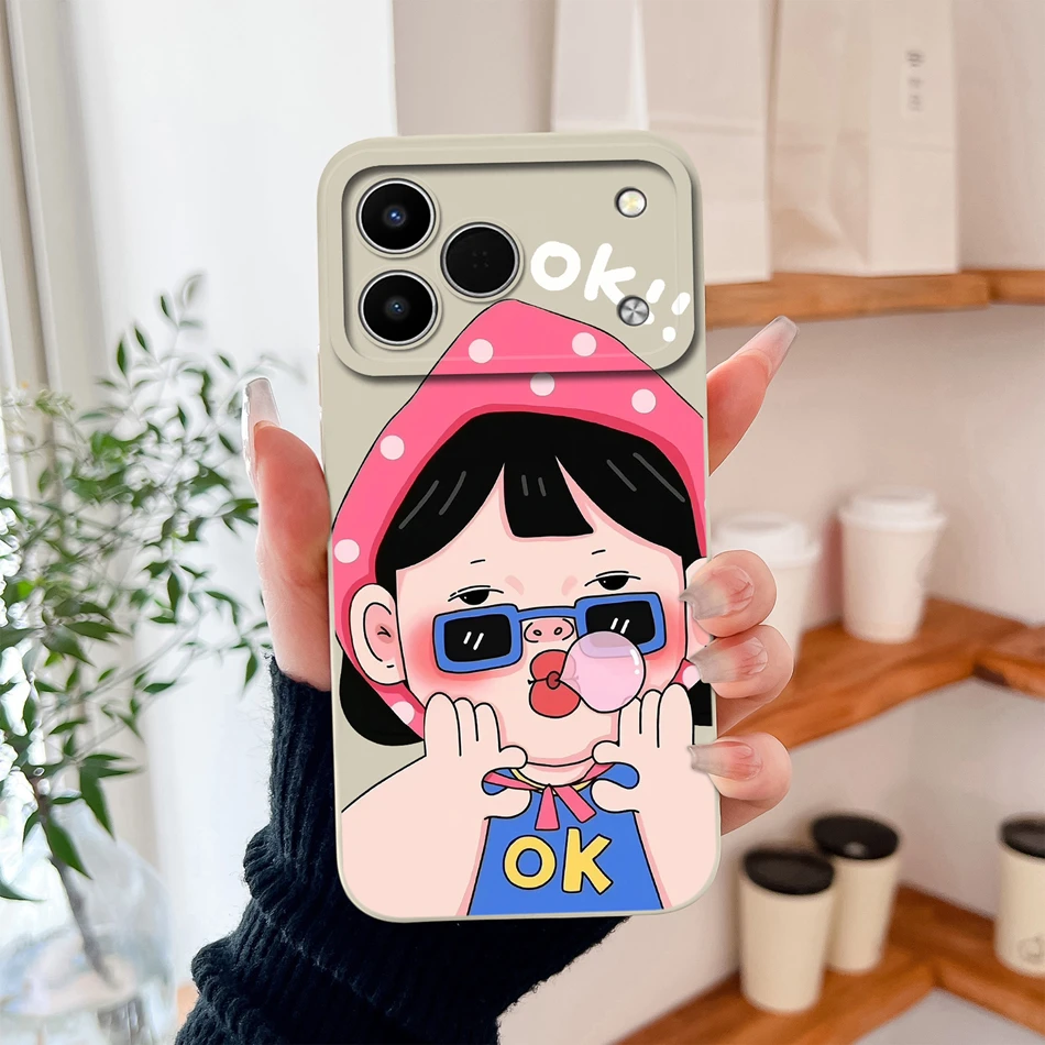 Funny Cartoon Animals Lens Protection Soft Liquid Silicone Back Cover Case