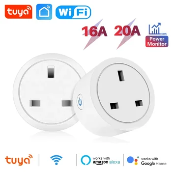 20A 16A UK ปลั๊ก TUYA WIFI สมาร์ทซ็อกเก็ต Power Monitor ควบคุมเสียง Timing Home Power Socket ทํางานร่วมกับ Alexa Google Home 1