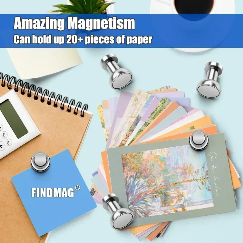 Silver Neodymium Thumbtack Magnets - Super Strong for Fridge and Home Improvement