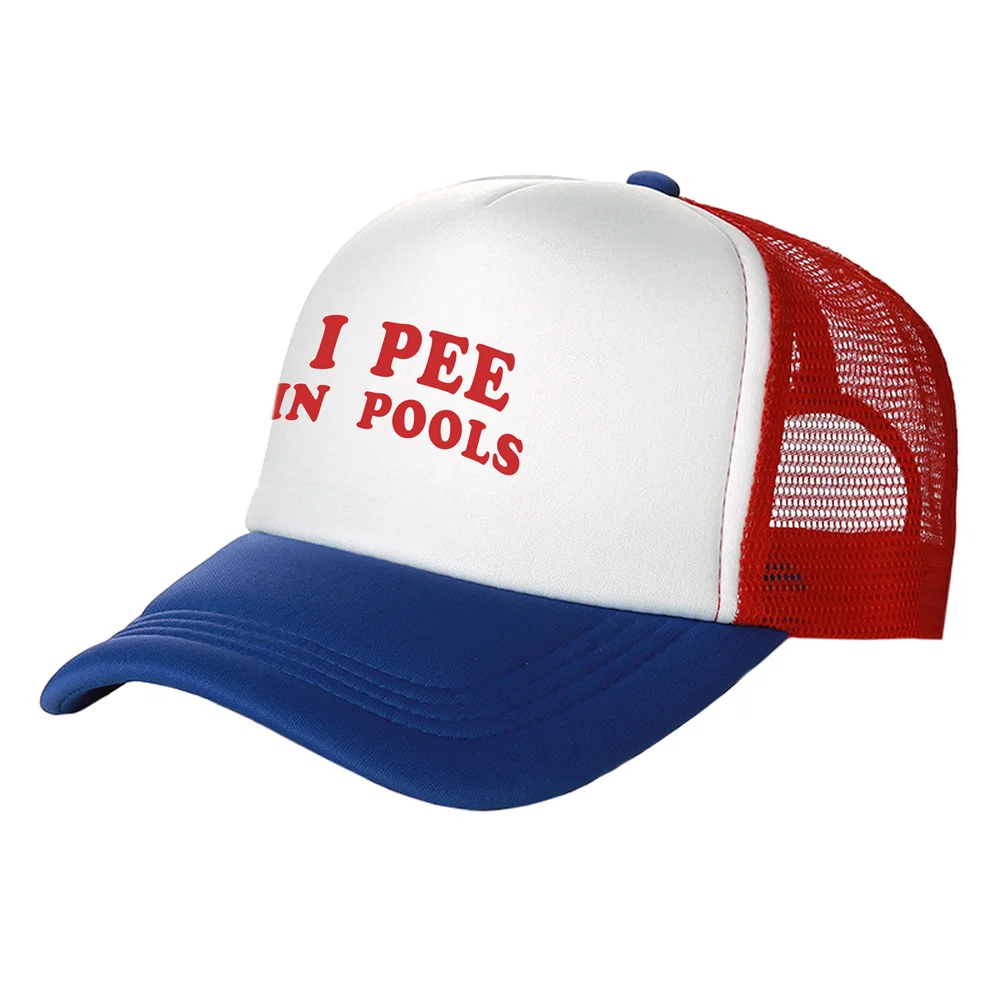 I Pee in Pools Trucker Cap Men Funny Baseball Cap Cool Summer Unisex Mesh Net Caps MZ-503