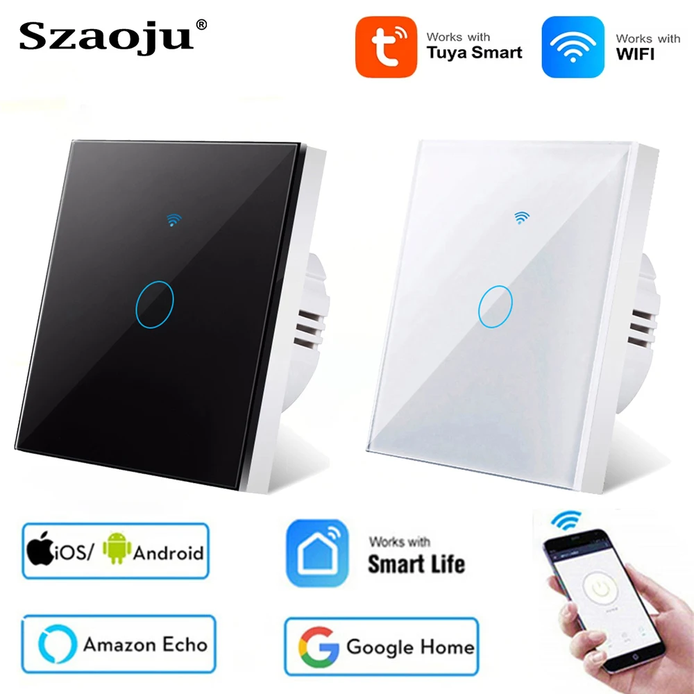 Tuya 스마트 라이프 라이트 스위치 WiFi 터치 센서 스마트 스위치 App 원격 제어 중립 와이어 없음 110V 220V Alexa Google 홈