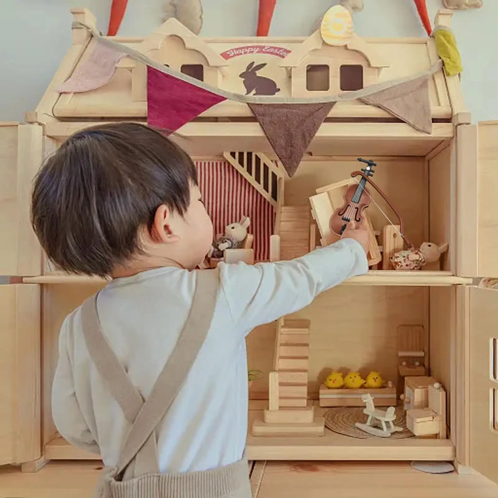 Violin Toy For Kids Mini Violin Ornament Polished Mini Violin Ornament Miniature Violin Musical Instruments For Home Decor ﻿