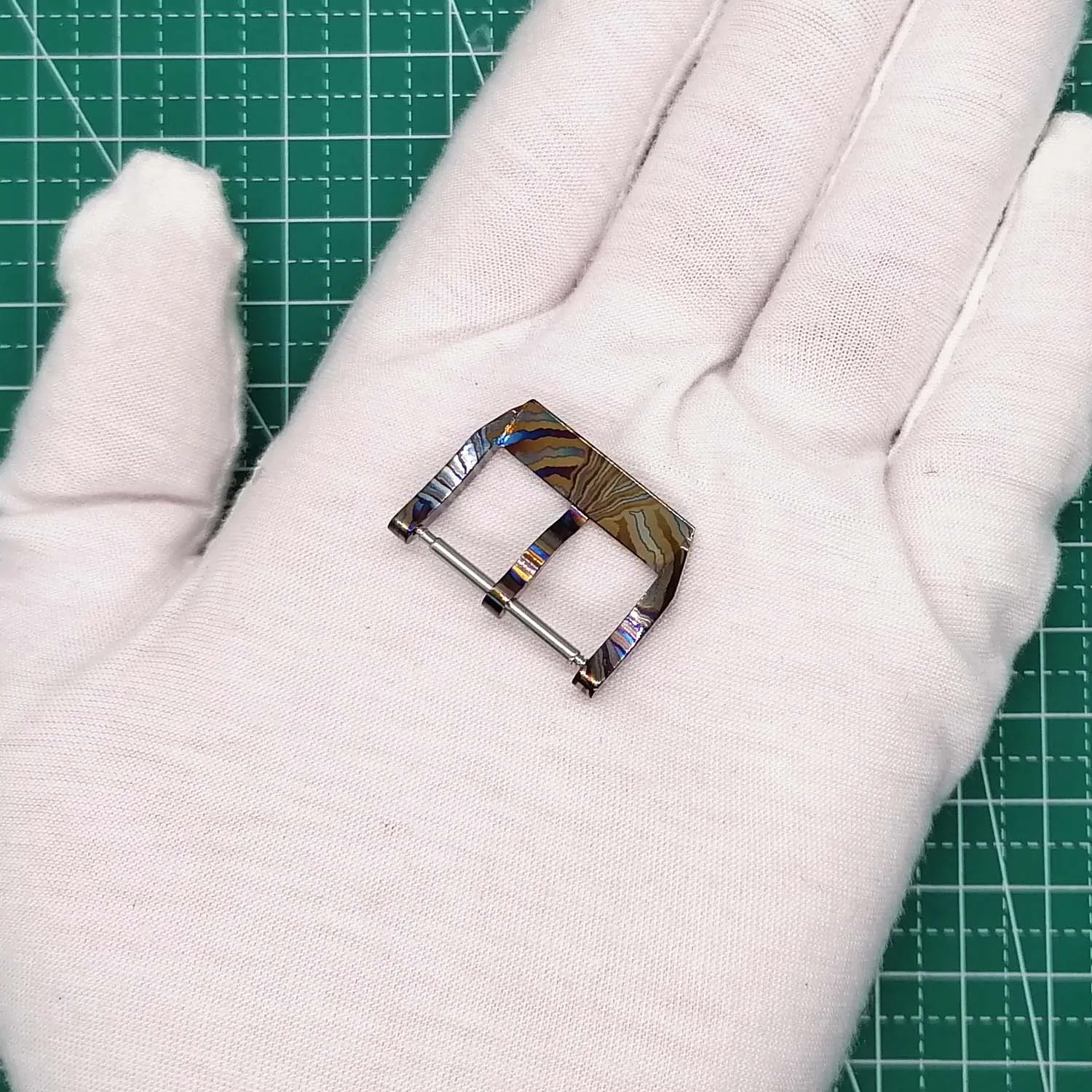 수제 티타늄 다마스커스 시계 스트랩 버클, 티마스커스 시계 액세서리, 18mm, 22mm, 1 개