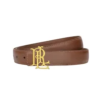 Ceinture élégante avec lettres dorées pour femme – Une luxueuse ceinture marron-noir avec une boucle dorée. Convient aux tenues décontractées et formelles, un al 3