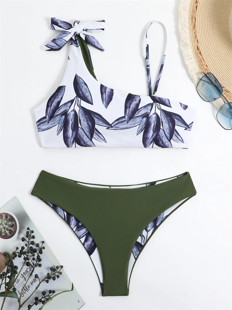 

Женский купальник-бикини, новинка 2024, однотонный комплект бикини на бретельках с принтом, сексуальные стринги, купальник, летняя пляжная одежда из двух предметов, женский купальный костюм