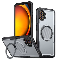 360° Rotating Magnetic Wireless Charging Metal Phone Case with Bracket - Galaxy Xcover 7 Pro (Gray)