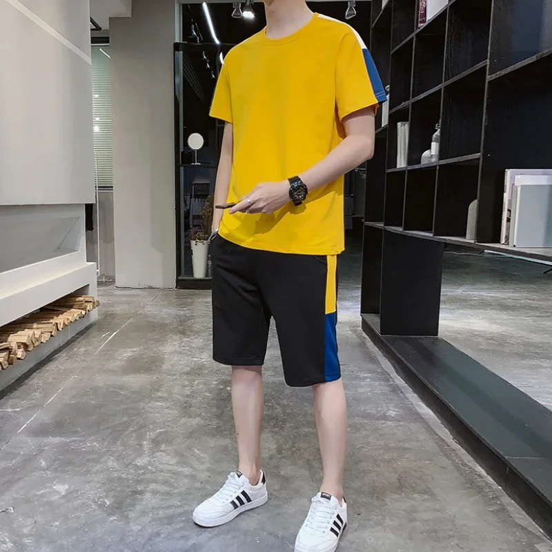 Спортивный костюм мужской из 2 предметов футболка и шорты комплект для бега