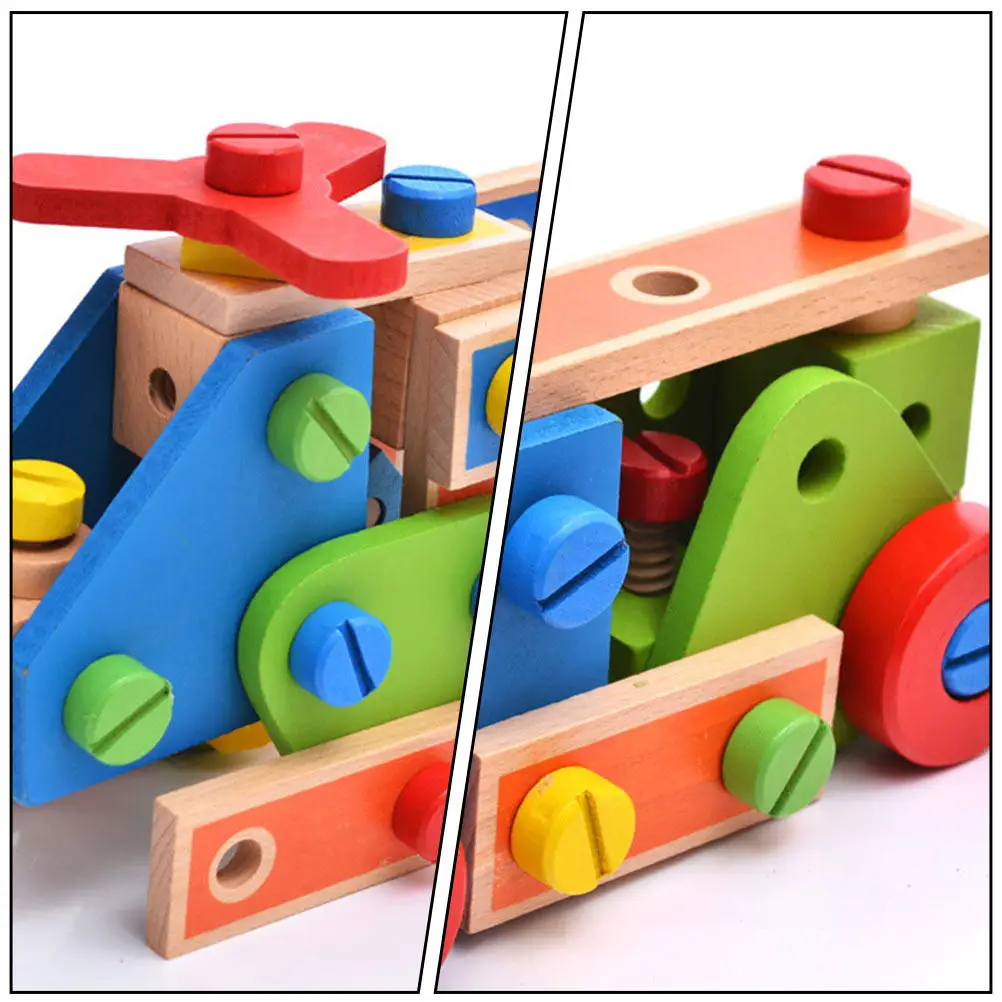 1세트 창의적인 너트 조합 블록 어린이를 위한 교육용 나무 나사 조립 도구 파티, 가정, 해변, 야외 활동용