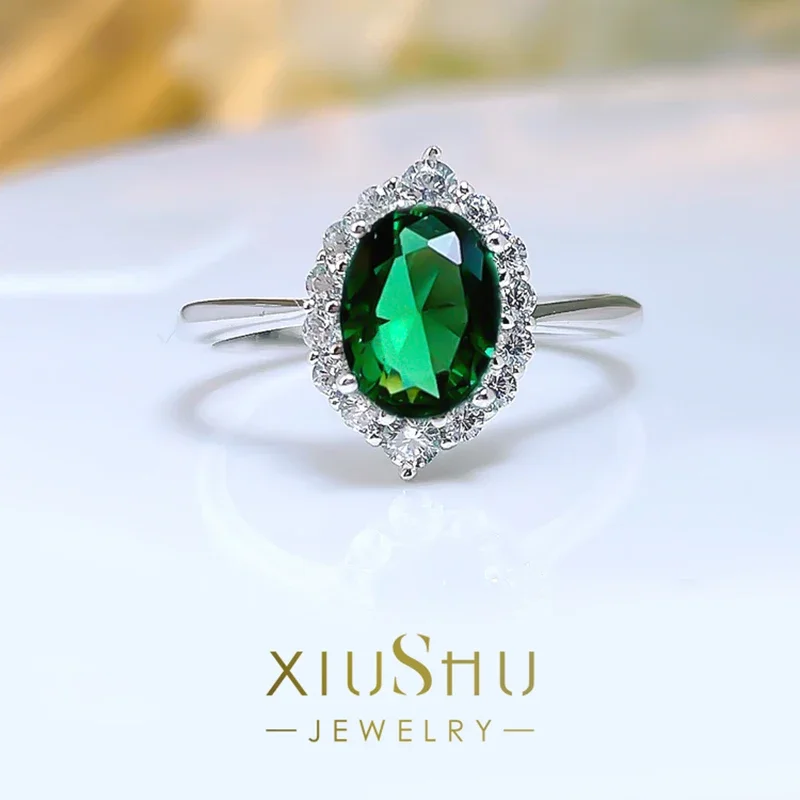 

Desire Fashionable 925 Silver Egg Colorful Treasure Ring Set with High Carbon Diamonds, Versatile and Everyday Style