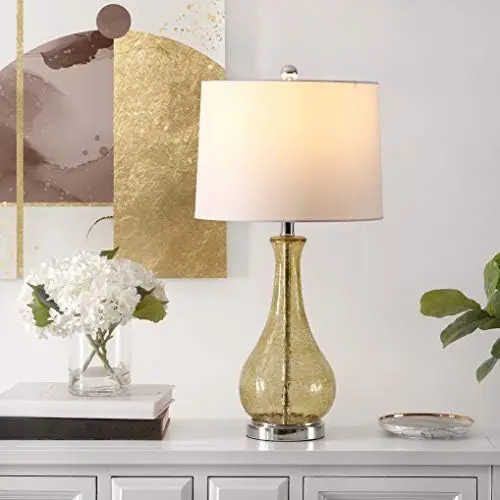

Collection Finnley Light Blush Crackle 28-inch Bedroom Living Room Home Office Desk Nightstand Table Lamp (LED Bulb Included) Pa