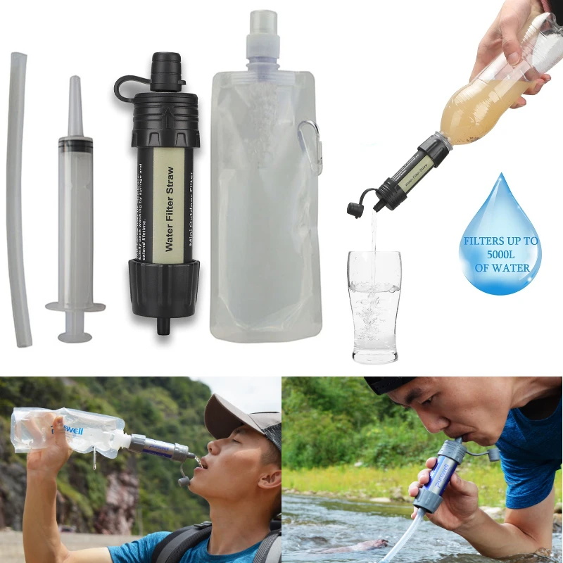 Purewell Outdoor Water Filter Personal Water Filtration Straw Emergency Survival Gear Water Purifier for Camping Hiking Climbing Backpacking 