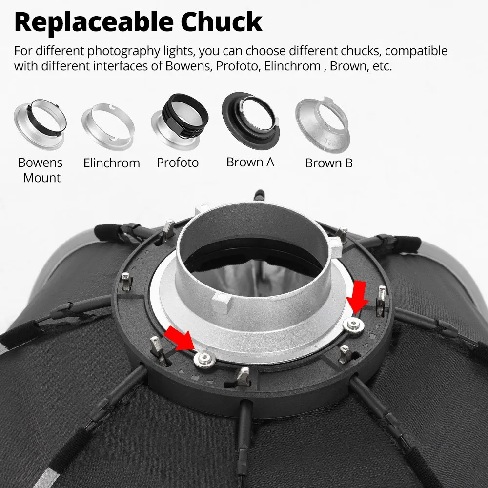 AMBITFUL 90cm 퀵 릴리즈 옥타곤 소프트박스 허니컴 그리드 아웃도어 소프트 박스 보웬스 마운트 또는 플래시 브래킷 (스튜디오 플래시용)