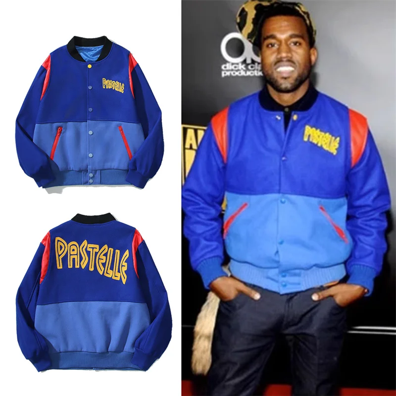 

Kanye 2023ss Autumn And Winter Embroidery Stitching Baseball Coach Jacket
