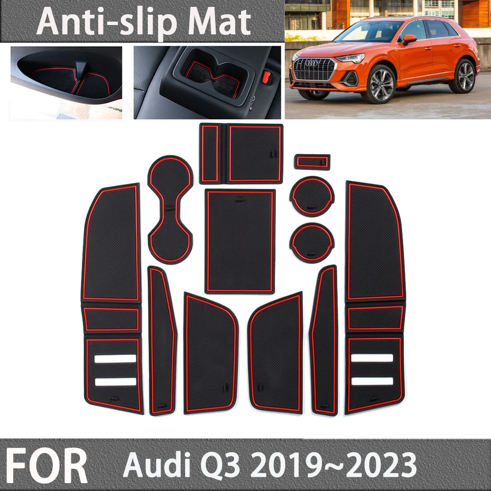 Anti-slip Rubber Coaster Door Groove Mat for Audi Q3 F3 2019 2020 2021 2022  2023 Non-slip Gate Slot Car Stickers Accessories