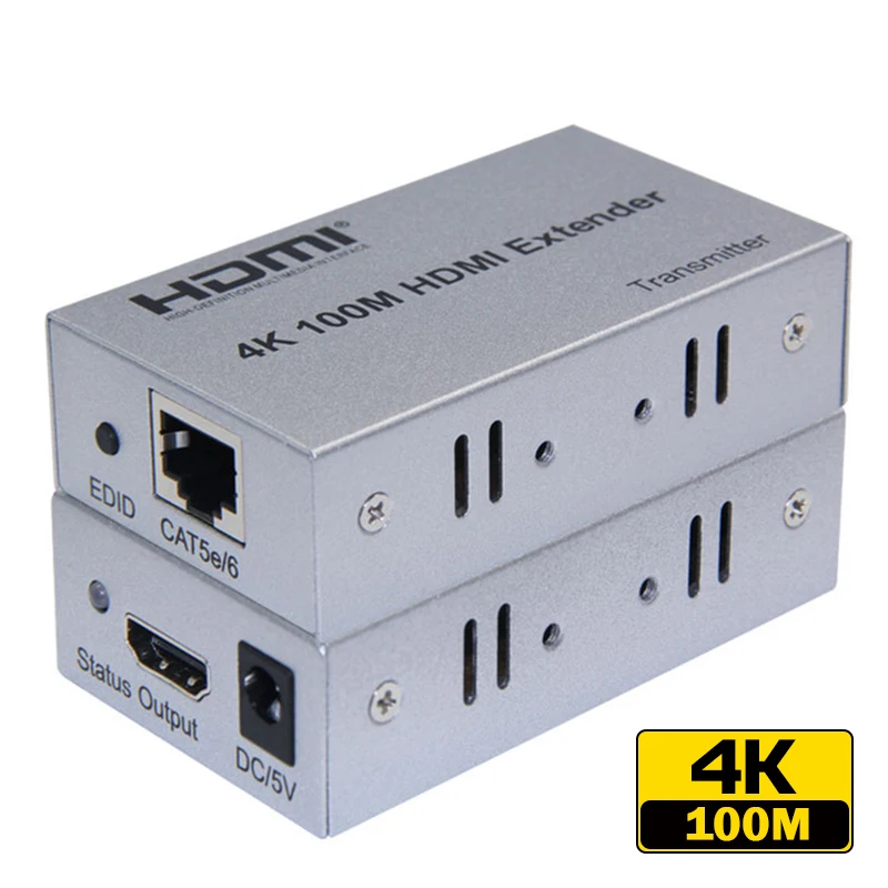 Extensor Hdmi Via Cabo Ethernet 4k 100m Cat5e Rj45 Vídeo Transmissor de Áudio Conversor para Ps4 Laptop pc tv