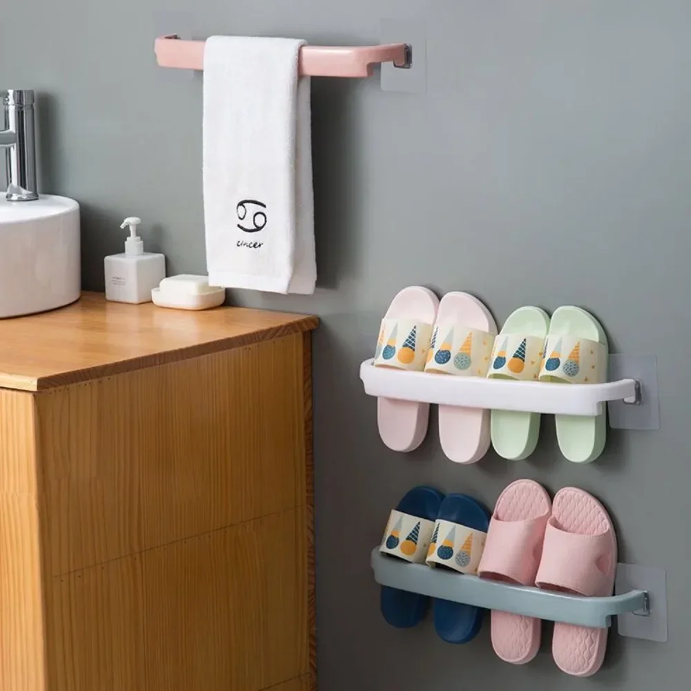 New Sturdy Bathroom Towel Rack Without Punching Holes, Kitchen Single Pole Cloth Hanger, Bathroom Storage Rack