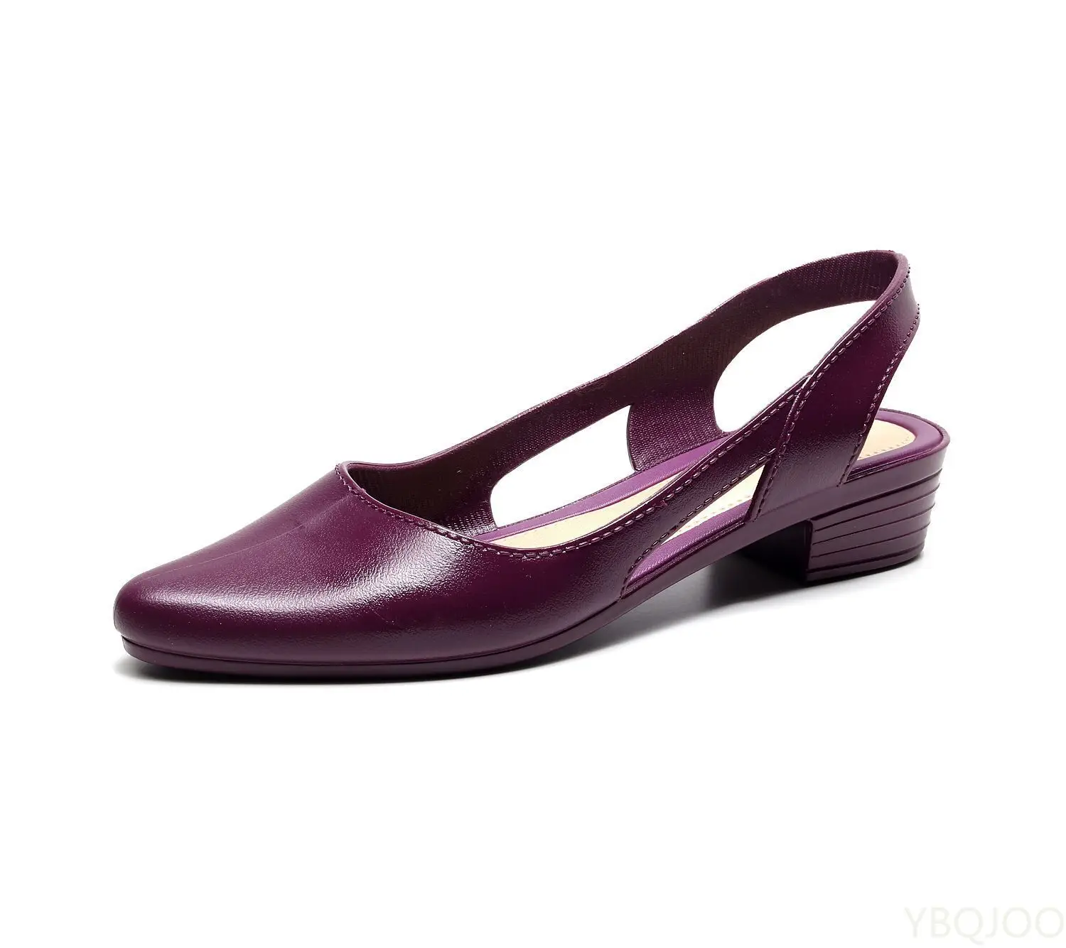 

Jelly Sandals Women Pointed Toe Chunky Med High Heels Flip Flops Slingback Casual Candy Skidproof Beach Shoes For Women