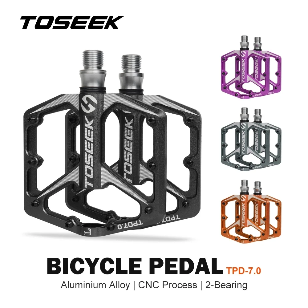 

TOSEEK 7.0 Bicycle Pedal 2 Bearings Bike Pedal Anti-slip Footboard Bearing Quick Release Aluminum Alloy Bike Accessories