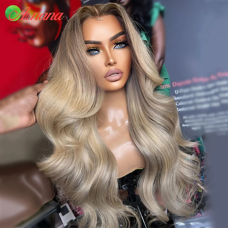 

Highlights Blonde Gray Colored HD 13X6 Lace Frontal Wig 200% Density Pre-Plucked 5X5 Lace Closure Wig Human Hair For Black Women