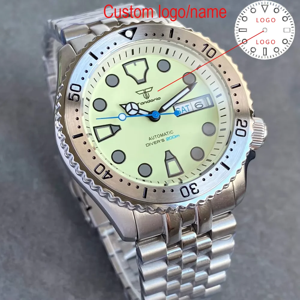 Custom SKX Diver 41mm Sapphire 200m waterproof Green Luminous Dial