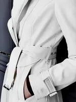 Mauroicardi printemps automne blanc ajusté Long manteau en cuir Pu femmes fermeture éclair ceinture élégant Chic luxe concepteur faux 2 vêtements 2024 5
