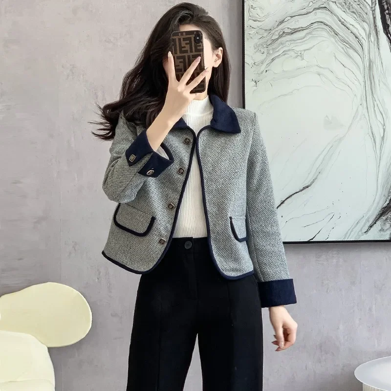 Graceful Short Blazers Coats for Socialite Women Stylish Clothing 2023 Autumn Winter Business Jackets Fashional High-End Suit