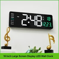 16 Inches Large Digital Wall Clock Wall Mounted Remote Control Temperature Date Week Display Dual Alarms LED Alarm Clocks 1