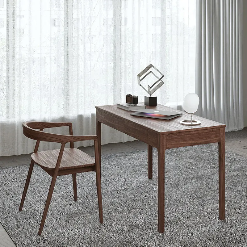 Black walnut desk, solid wood, simple computer desk, living room, study, study computer desk