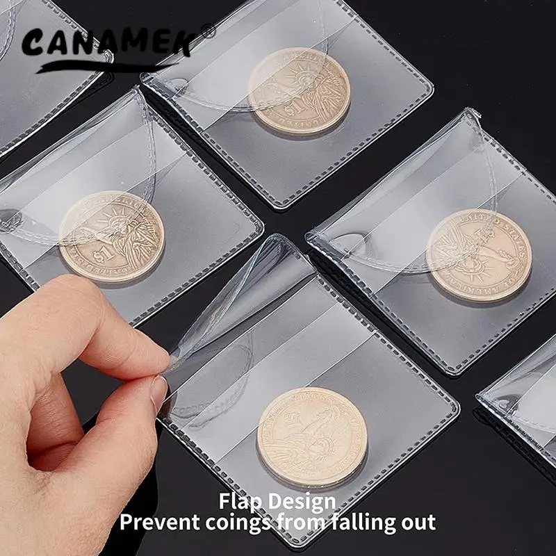 20PCSLotSinglePocketCoinSleevesCollectorIndividualClearPlastic