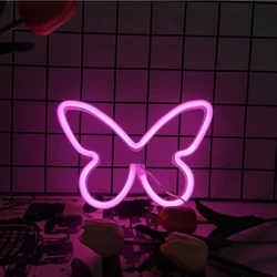 Customizable LED Neon Sign - USB/Battery - Powered Wall Decor for Bar, Bedroom, Game Room, Wedding, Party, Christmas (Butterfly Pink)