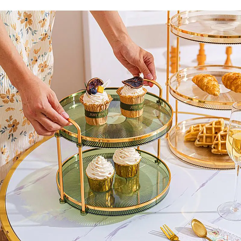 MultilayerPlasticFruitTrayMetalStandSnacksDessertPlatesHome