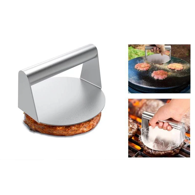 Stainless Steel Smash Burger Press Hamburger Patties Meat Masher Circular Meat Press Mold For Deli Meats Kitchen Accessories 1pc