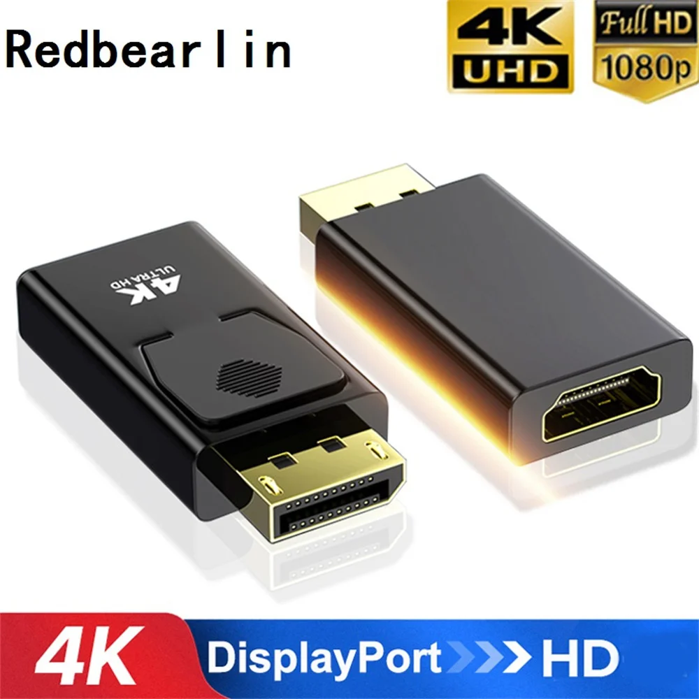 

100pcs 4K DisplayPort to HDMI-Compatible Adapter DP Male - Female HDMI-Compatible Video Audio Cable HD 4K 1080P for PC TV Laptop