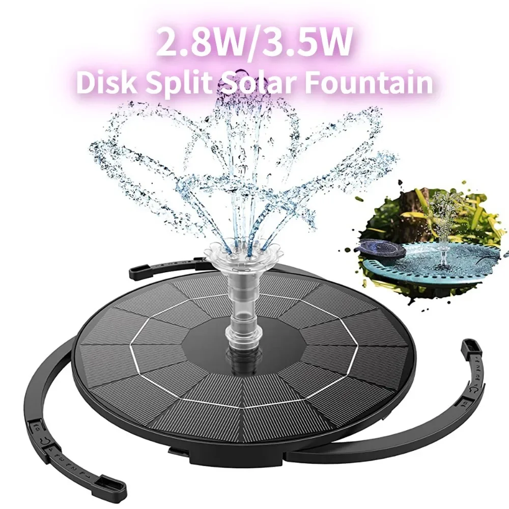 3.5W/2.8W Outdoor Solar Fountain Circular Split Design Fountain Multiple DIY Nozzles Kit Solar Bird Bath Pump