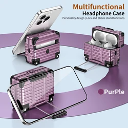 Compact Luggage - Inspired Protective Earphone Case Sleeve - AirPods 4 (Purple)