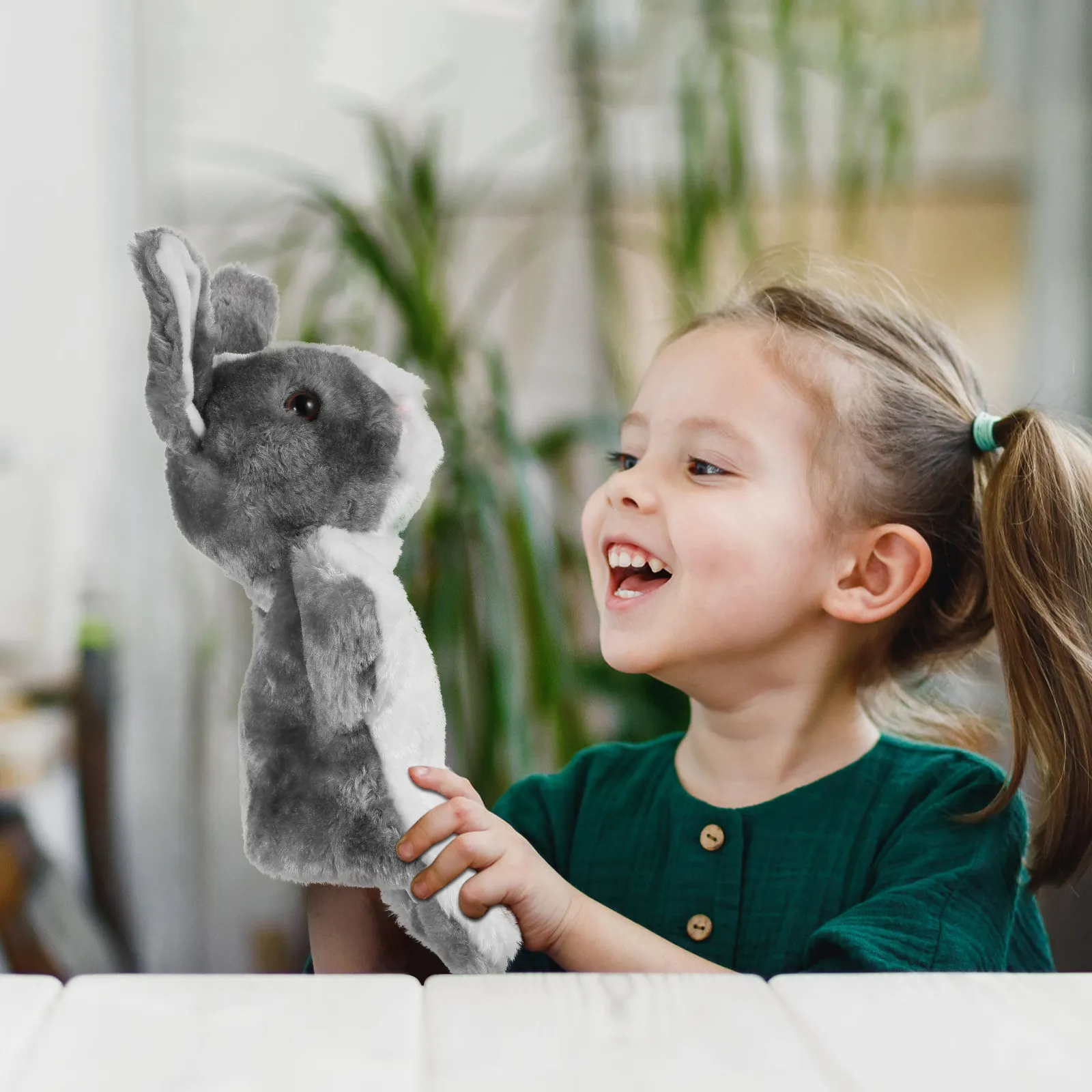 2Pcs 토끼 손 인형 어린이 교육용 대화형 소품 스토리텔링 창의적 참여 조기 ..