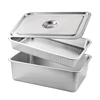 Thicken Kitchen Food Storage Drain Tray Rectangular Stainless Steel Pastry Bread Pan Vegetables Fruit Drainer Plate with Lid 6