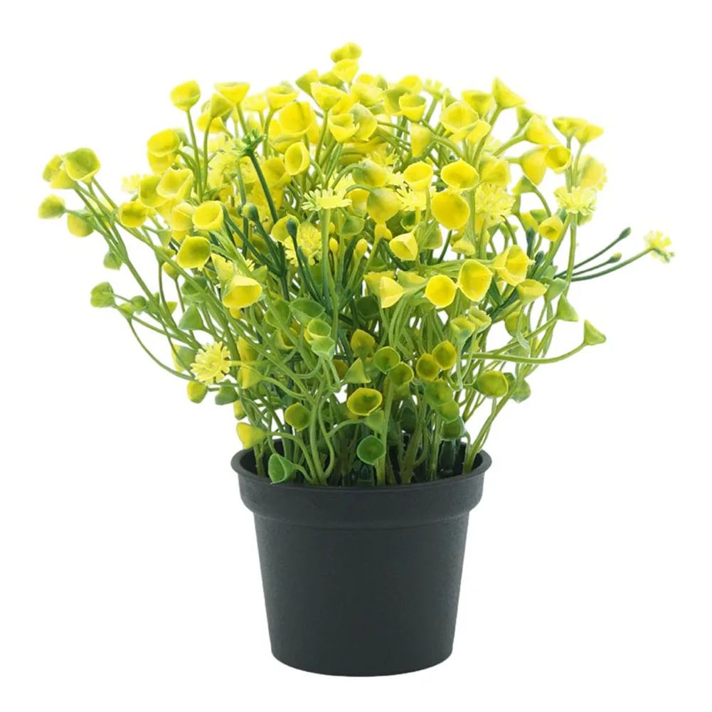 

Simulated flower potted bell grass brightly colored plastic plant for living room decoration exquisite workmanship Yellow