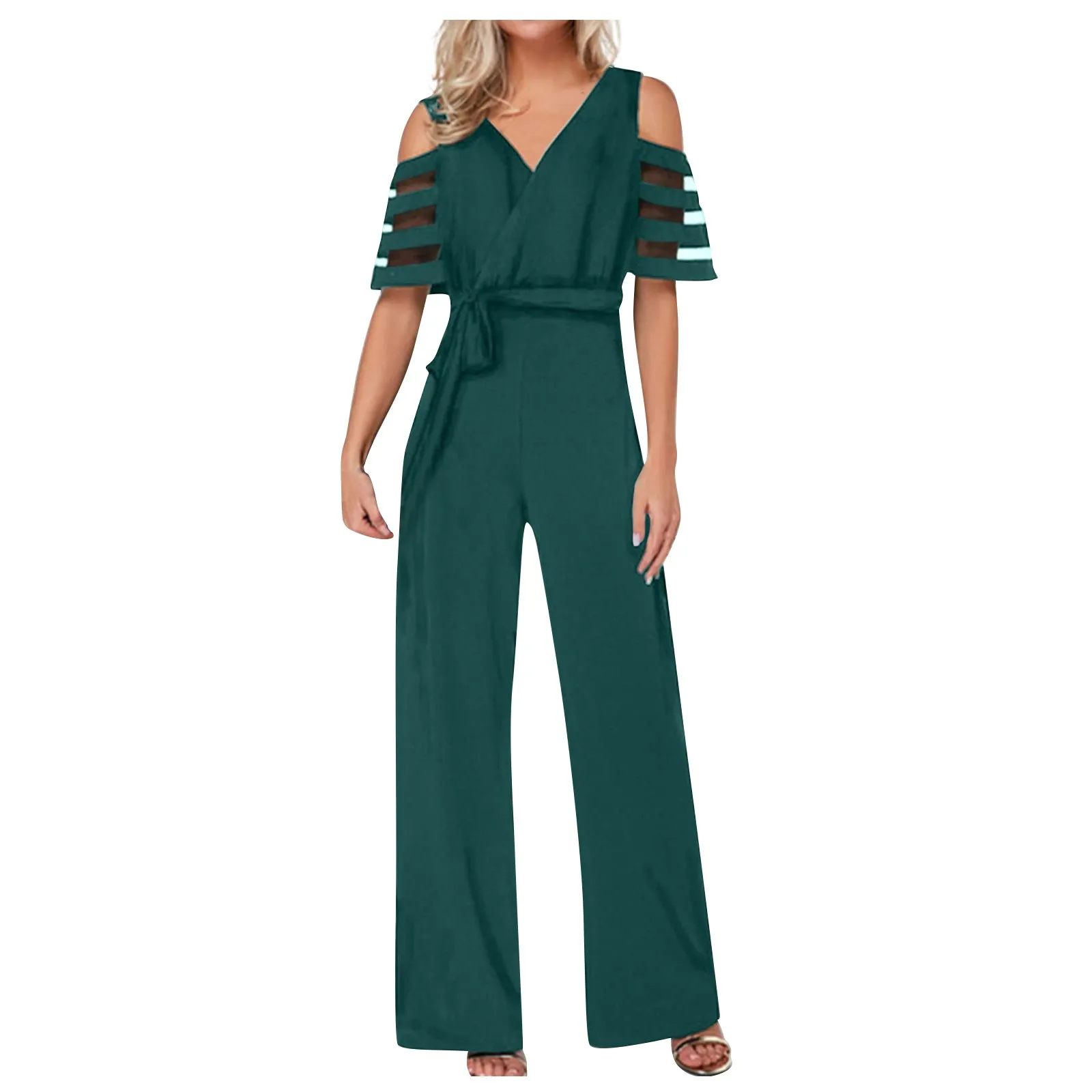 

Elegante Sleeveless Jumpsuits Women Playsuit Solid Overalls Rompers Summer 2024 Fashion Office Jumpsuit Wide Leg Pant Ropa Mujer