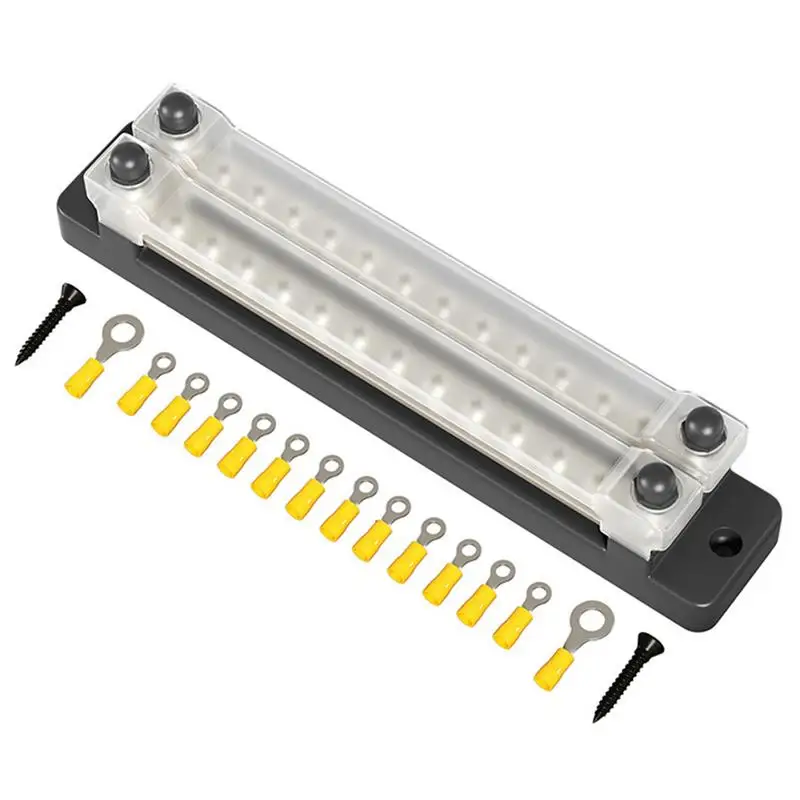 

Wire Terminal Block Dual Row Screw Terminal Block 12 Positions Dual Row 150A Screw Terminal Strip Blocks With Cover 12 Positions