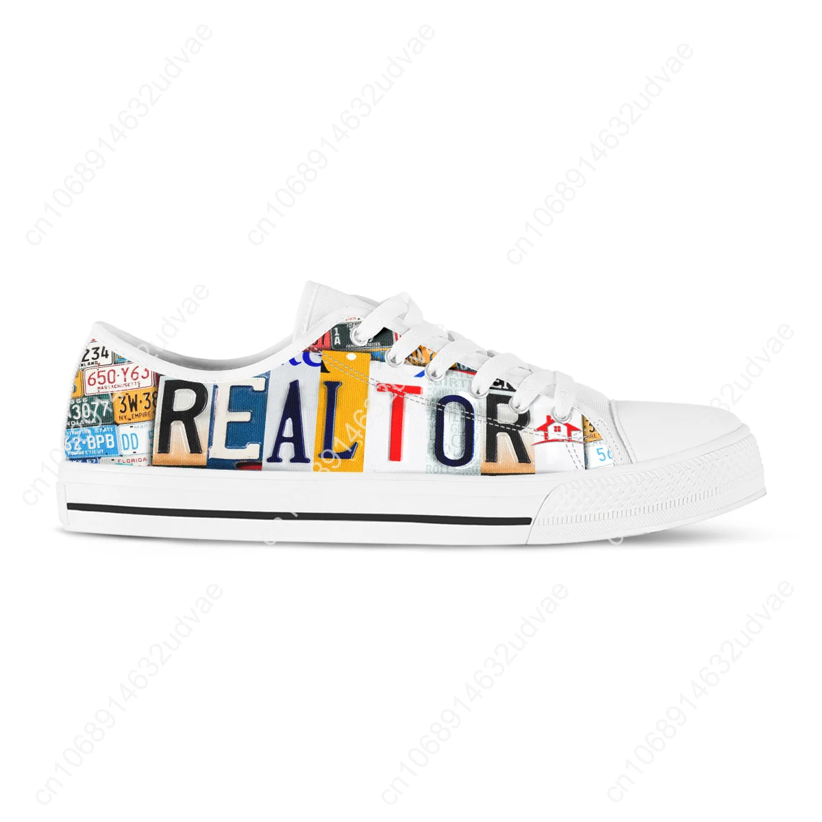 License Plate Realtor Design Ladies Shoes Casual Flats Shoes For Women Low Top Canvas Shoes For Women Brand