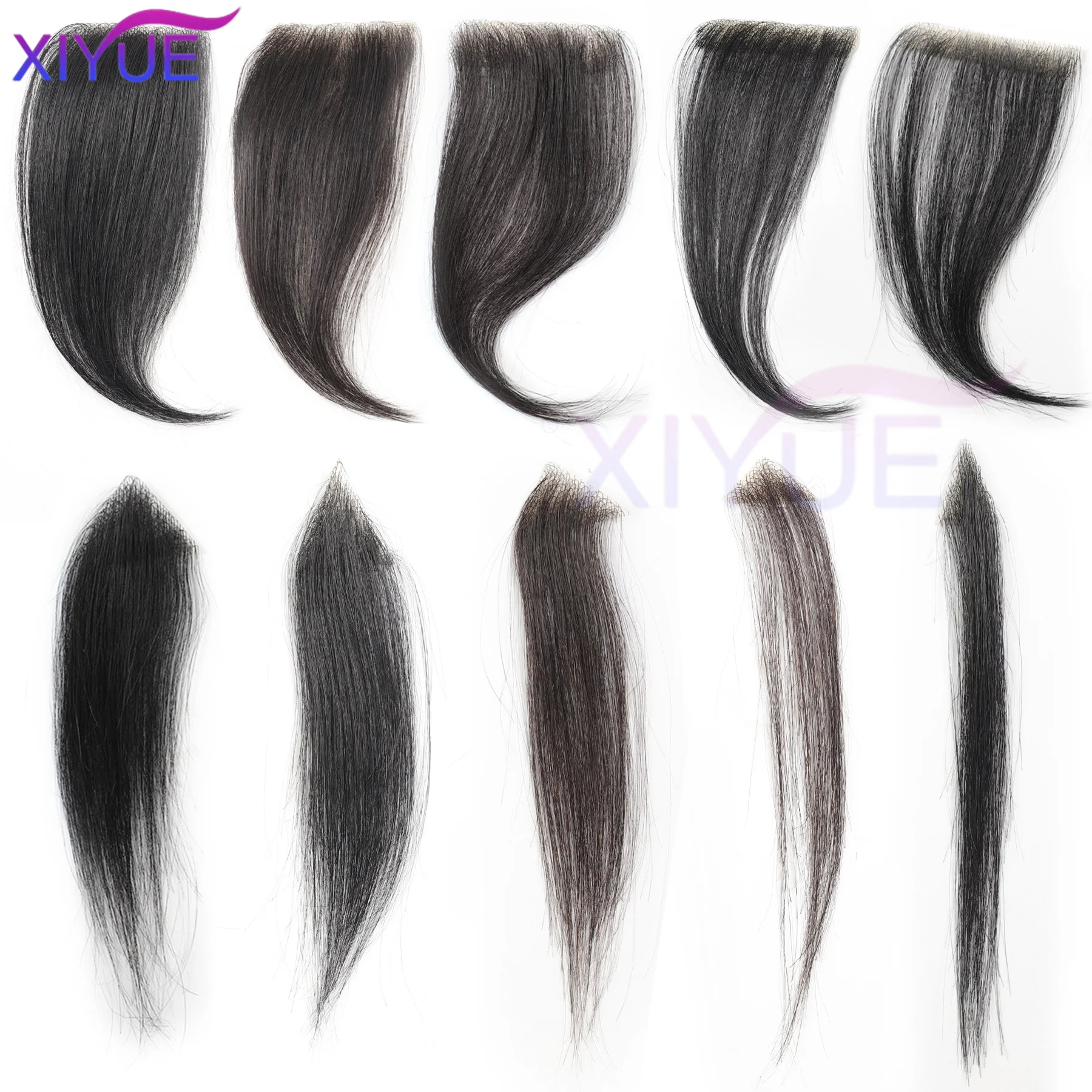 Natural Human Forehead Hair Patch Hairpiece Sideburns Toupee Men Invisible Seamless Ultra Thin Skin PU Men's Hair SystemHairline