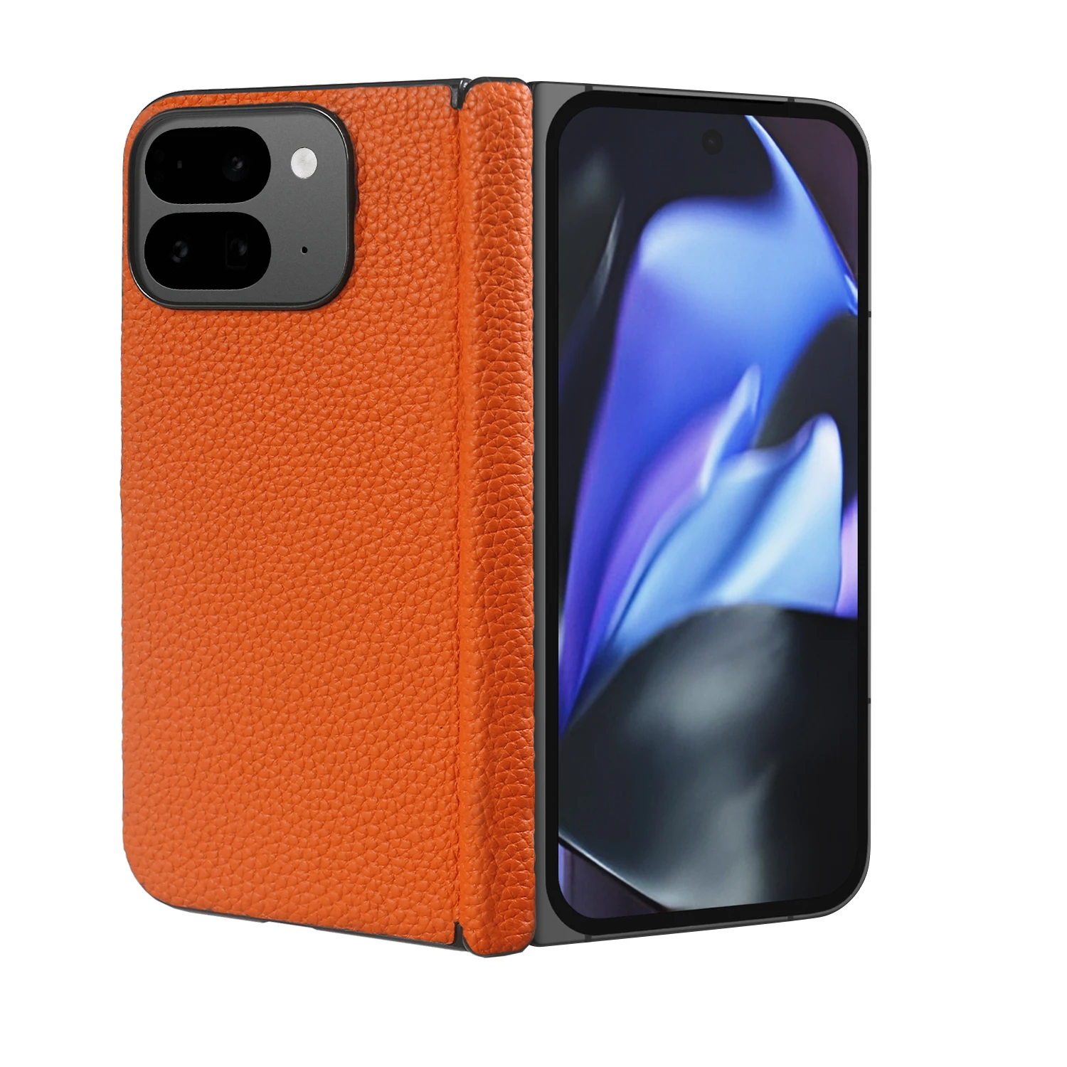 Premium Genuine Leather Protective Case for Foldable Smartphone - Back Cover Edition