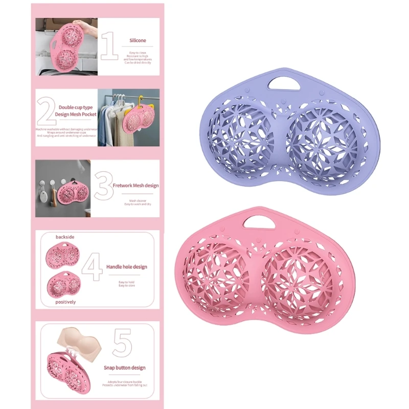 Bra Washing Bag Silicone Mesh Lingerie Bag Anti Deformation Washing Bag for Washing Delicates Bras Underwear Laundry Bag 5