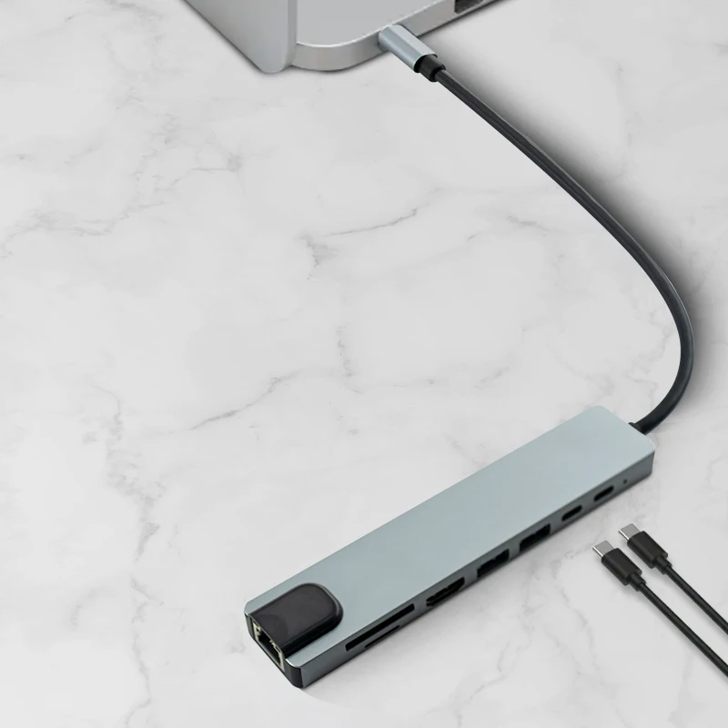 Type-C docking station 8 in 1 usb hubs 3.0 suitable for MacBook laptop usb c hub hdmi